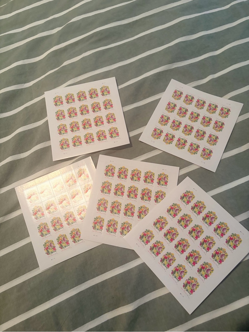 5 sheets of 20 USPS stamps Floral
